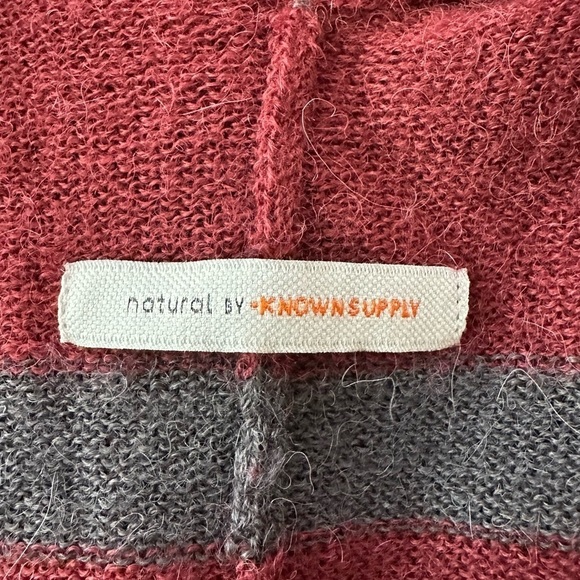 Known Supply Red & Gray Handmade Wool Sleeveless Duster Sweater One Size - Picture 7 of 11